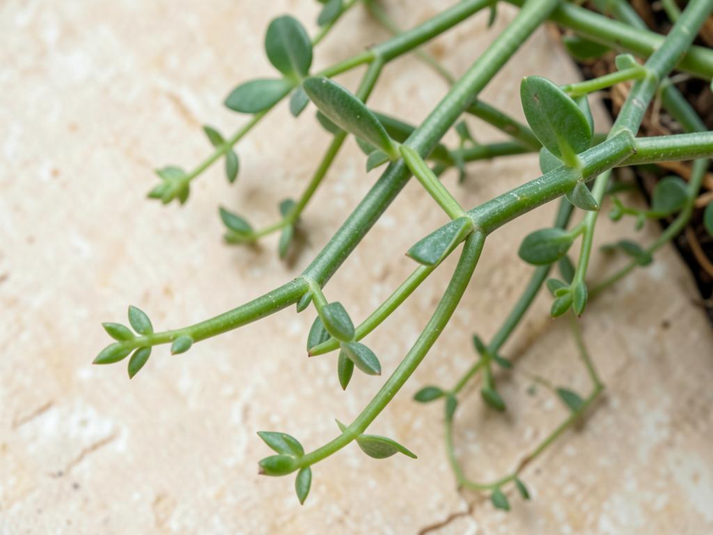Segmented green stems of winged treebine Cissus quadrangularis